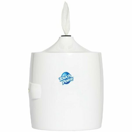 TOUCH POINT WIPES TP Wall Mount Dispenser for Disposable Wipes- Large Roll, HD Plastic, Water Resistant, Pop-Up, White C9WALLW
